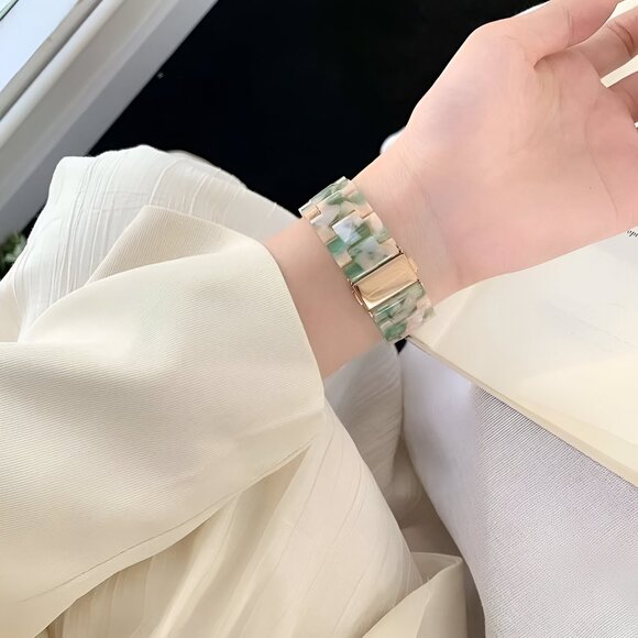 Apple Watch Band Cream Marble Resin Adjustable Stylish Strap Watch Band - Picture 9 of 10